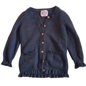 Y2k Juicy Couture Sweater Cardigan Cashmere Wool Blend Navy Blue - Women's XS